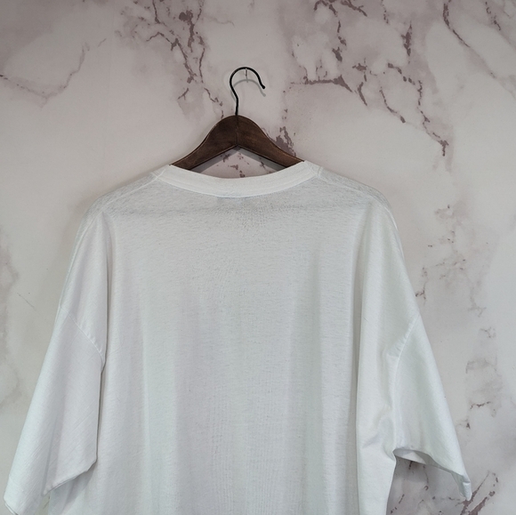 Vintage T Shirt Women 3X White 90s Zebra Leopard Tiger Animal Floral Lily Crew - Picture 6 of 11